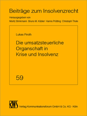 cover image of Die umsatzsteuerliche Organschaft in Krise und Insolvenz
